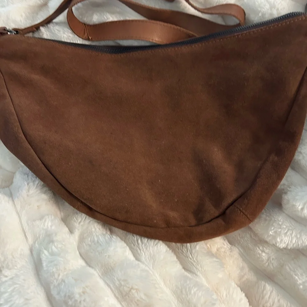 Brown Suede Crossbody Bag - Picture 3 of 12